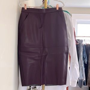Express purple leather midi skirt